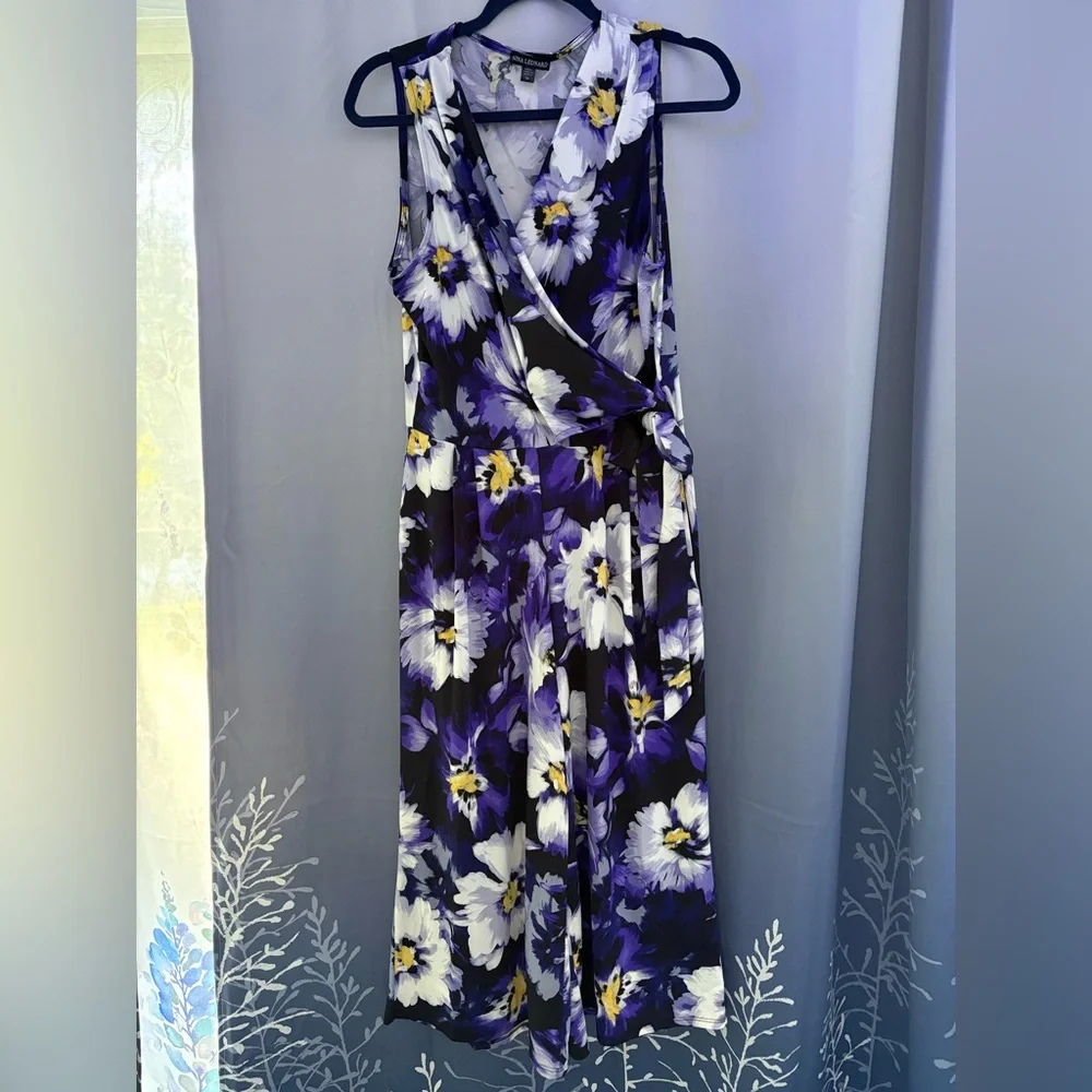 Nina Leonard Vibrant Purple Floral Jumpsuit - Picture 5 of 9